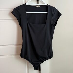 Free People Black Square Neck Bodysuit